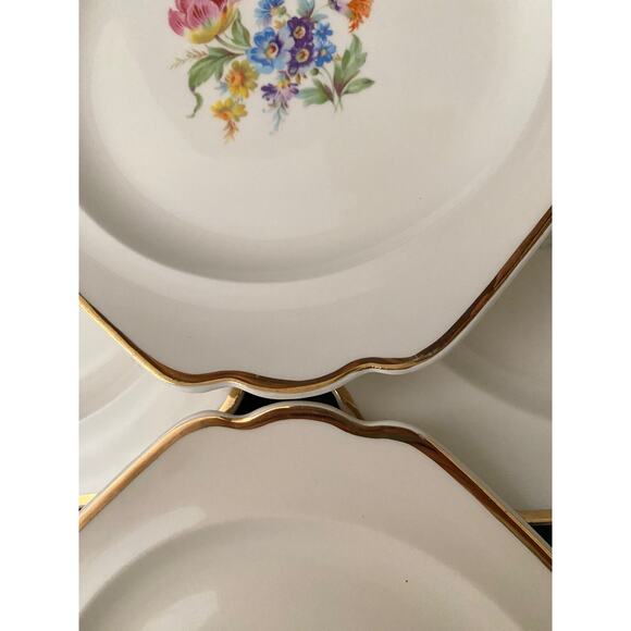 Set of 8 Harker Luncheon Salad Plates | Dresden Flowers Pattern | 1950s-60s - Picture 4 of 6